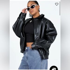 Princess Polly Kenny Bomber Jet Black, jacket size 0